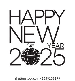 Happy New Year 2025 text design. Cover of business diary for 2025 with wishes. Brochure design template, card, banner. Vector illustration. Isolated on white background.