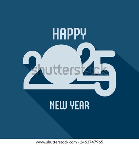 Happy New Year 2025 text design with flat shadow. Modern brochure design template, card, banner, background. Vector EPS10