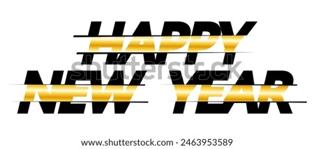 Happy New Year 2025 text design with gold gradient. Modern brochure design template, card, banner, background. Vector EPS10
