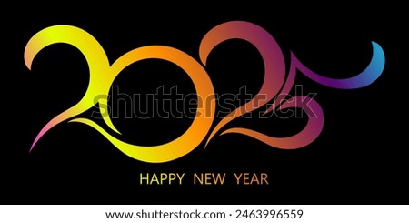 Happy New Year 2025 text design. 2025 hand drawn text. Modern brochure design template, card, banner. Vector illustration isolated on background.