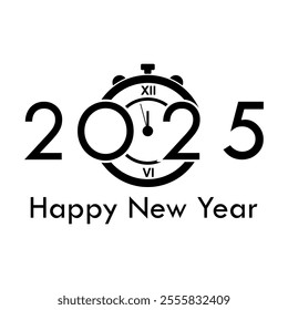 Happy New Year 2025 with timer clock simple design