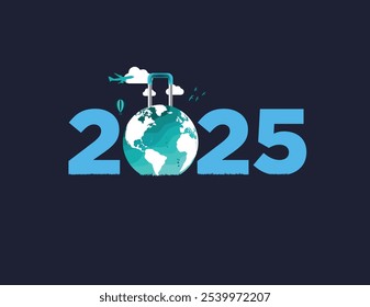 Happy New Year 2025 Travel or tourism concept. World tourism day 2025. 2025 new year ad.