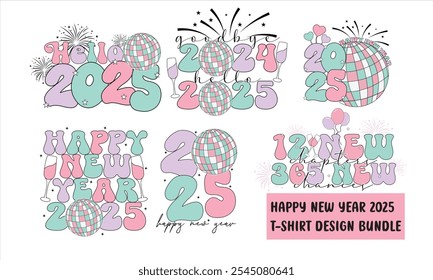 Happy New Year 2025 T-Shirt Design Bundle