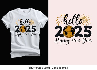 Happy New Year 2025 T-shirt design For Print, Poster, Card, Mugs, Bags, Invitations, Parties, Etc.