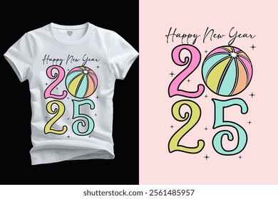 Happy New Year 2025 T-shirt design For Print, Poster, Card, Mugs, Bags, Invitations, Parties, Etc.