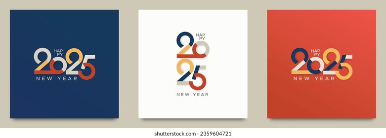 Happy new year 2025 with typography number logo. 2025 new year celebration