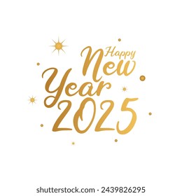 Happy New Year 2025 in typography and line design for posters, brochures, websites, or advertisements.