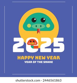 Frohes neues Jahr 2025 mit Typografie Nummernlogo. Jahr der Schlange, 2025 Neujahrsfeier
