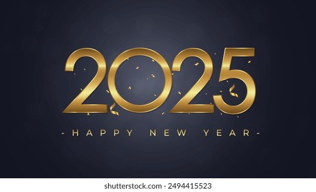 Happy New Year 2025 Typography Line with Elegant Classic Background Vector Illustration Design