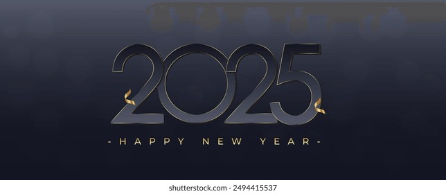 Happy New Year 2025 Typography Line with Elegant Classic Background Vector Illustration Design