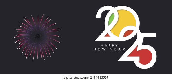 Happy New Year 2025 Typography Line with Elegant Classic Background Vector Illustration Design