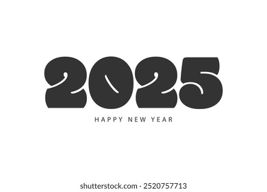 Happy New Year 2025 typography template calendar cover. Vector design for poster, banner, greeting card and invitation.