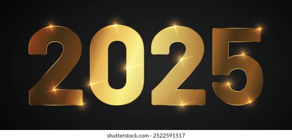 Feliz ano novo 2025. Projeto tipográfico logotipo de 2025 ano novo com número dourado