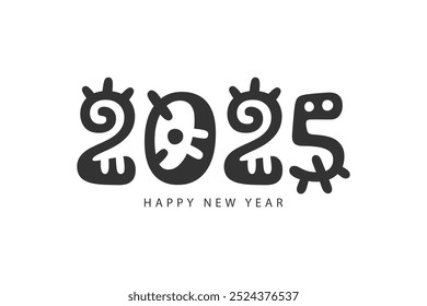 Happy New Year 2025 typography template calendar cover. Vector design for poster, banner, greeting card and invitation.