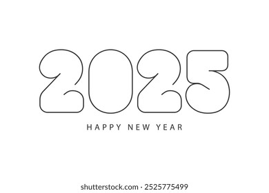 Happy New Year 2025 typography template calendar cover. Vector design for poster, banner, greeting card and invitation.