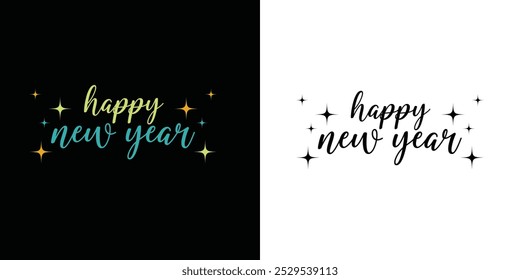 Happy new year 2025 typography sublimation T shirt Design on white background