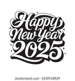 Happy new year 2025 Typography Design