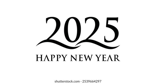 Happy New Year 2025, Typography Font Text Logo Design, Number Symbol Concept, Merry Christmas, Happy Holiday.