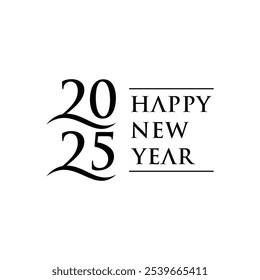 Happy New Year 2025, Typography Font Text Logo Design Inspiration.