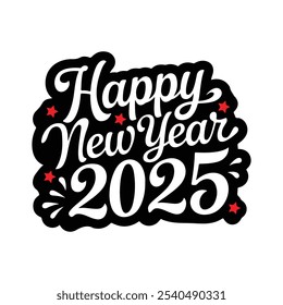 Feliz año Nuevo 2025 tipografía ilustración de diseño de Vector