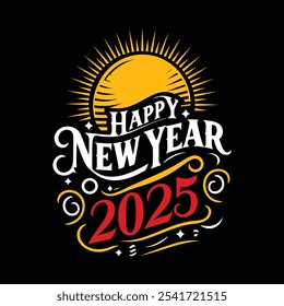 Feliz ano novo 2025 tipografia t shirt design