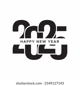 Happy New Year 2025 typography for holiday banner, greeting card, poster. Vector illustration background