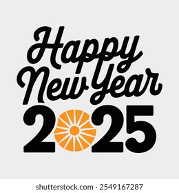 A happy new year 2025 typography design.