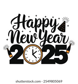 A Happy New Year 2025 typography Design.