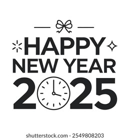 A Happy New Year 2025 typography Design.