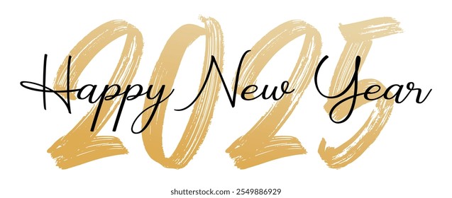 Happy New Year 2025 typography vector design for print isolated on white background.