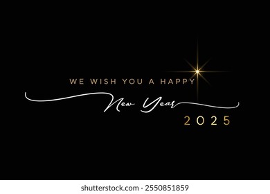 Happy New Year 2025. Typography Hand drawn creative calligraphy vector isolated logo design. 