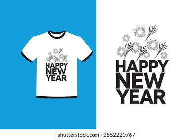 Happy new year 2025 typography letterings text t-shirt design 