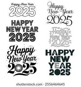 Happy new year 2025 typography design with a white background