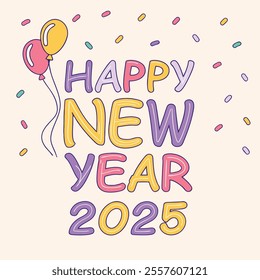 Happy New year 2025 typography design