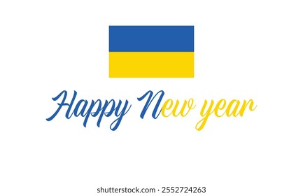 Happy New Year 2025 UKRAINE on a which background, Vector design of Happy New Year with flag of UKRAINE, Happy New Year in the colors of UKRAINE flag, Typographic design of Happy new year