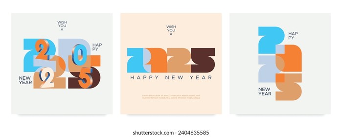 Happy new year 2025 with unique modern number. Greeting concept for 2025 new year celebration