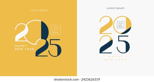 Happy New Year 2025 Unique Modern, Latest Vector Design with a Two Color Concept. Design for Happy New Year 2025 celebrations, posters, banners, calendar and social media post.