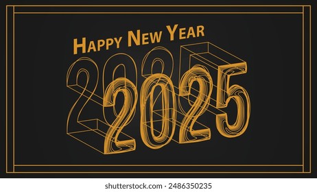 Happy new year 2025 vector banner design illustration.