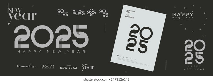 Happy new year 2025 vector celebration background. Premium vector background, for posters, calendars, greetings and New Year 2025 celebrations.