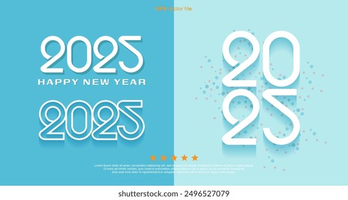 Feliz año Nuevo 2025 diseño de texto de logotipo de Vector. Colección Vector diseño número 2025 celebración