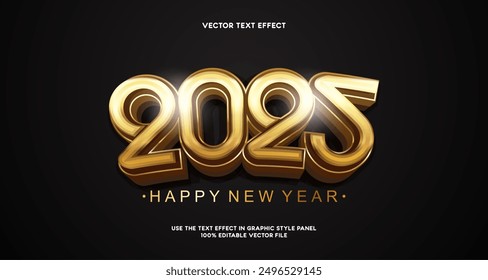 Happy New Year 2025 vector logo with gold luxury design. Collection vector design number 2025 celebration