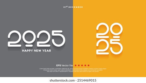 Happy New Year 2025 vector logo with rounded design. Collection vector design number 2025 celebration