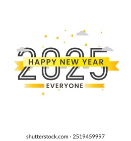 Happy new year 2025 Vector Template . Greeting concept for 2025 new year celebration Illustration
