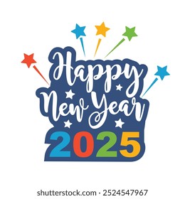 Happy New Year 2025, vector, icon, sticker.