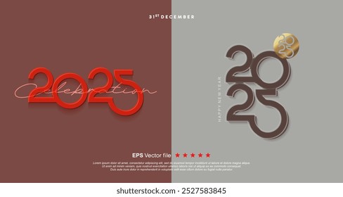 Happy new year 2025 vector logo text design. 2025 number with simple design template. Collection vector design number 2025 celebration