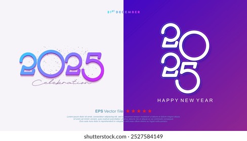 Happy new year 2025 vector background design with modern gradient colors. Collection vector design number 2025 celebration