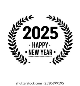 Happy New Year 2025 vector logo icon, new year, x mass illustration