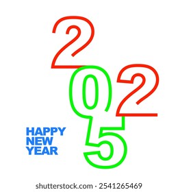 Feliz Ano Novo 2025 ilustração vetorial eps vermelho verde azul 