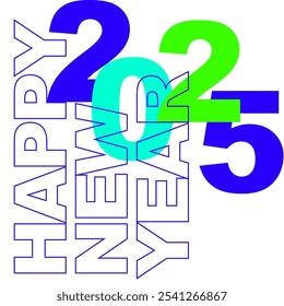 Happy New year 2025 vector illustration eps green blue 
