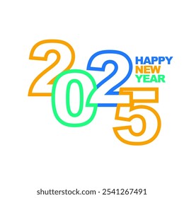 Happy New year 2025 vector illustration eps green blue orange 